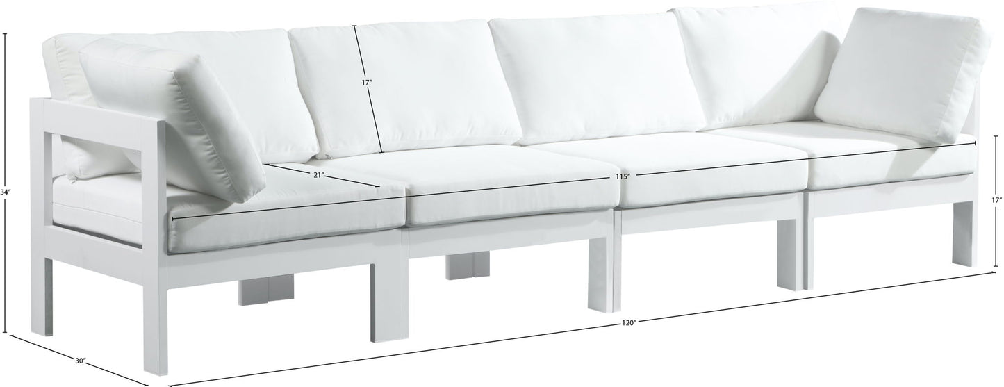 Nizuc - Outdoor Patio 4 Seat Modular Sofa With White Frame