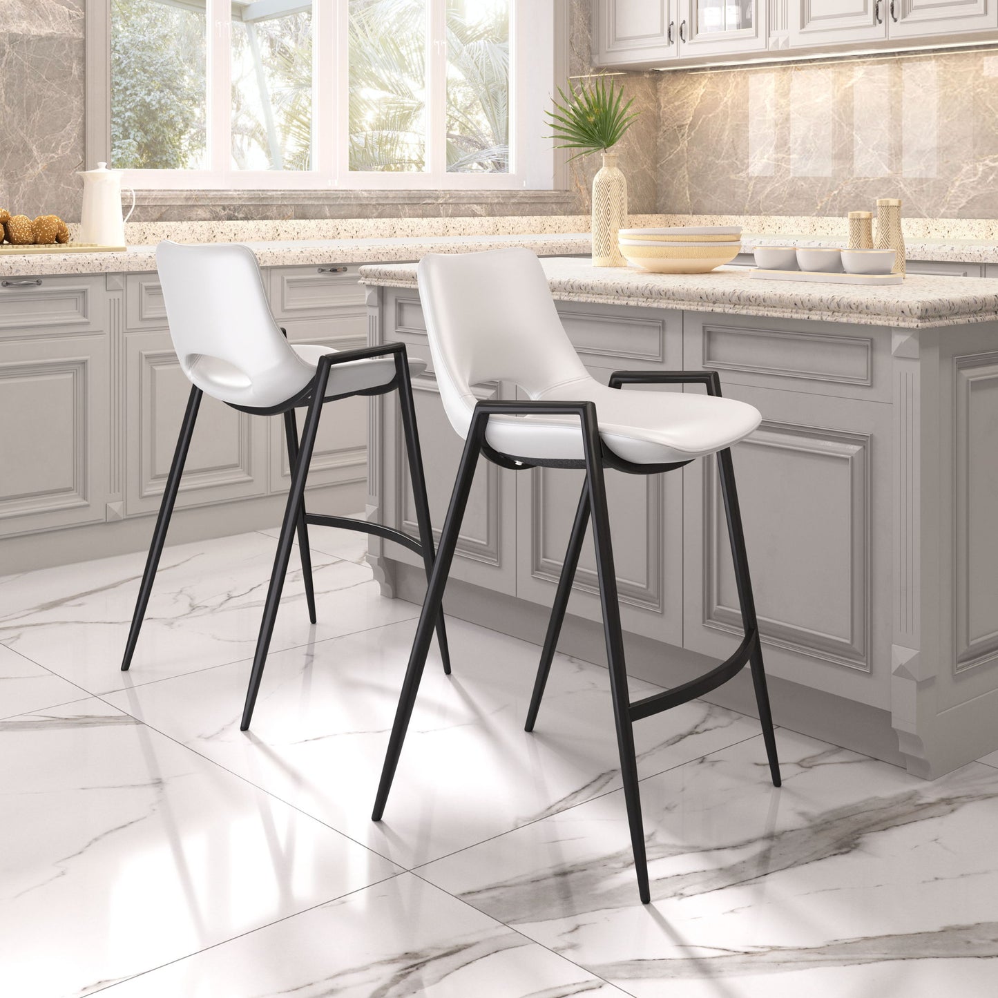 Desi - Counter Chair With Black Legs (Set of 2)