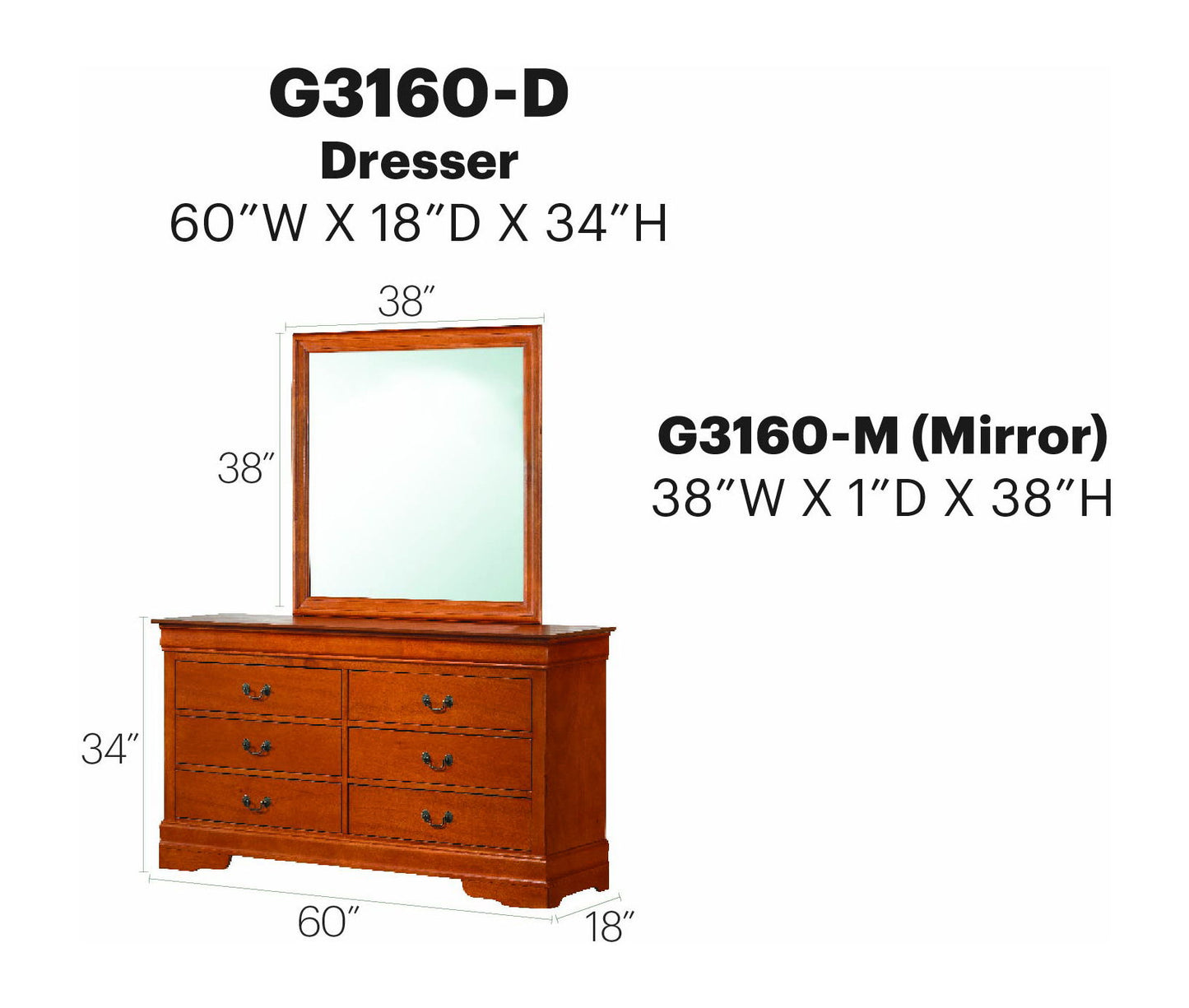 Glory Furniture - Louis Phillipe - Dresser & Mirror