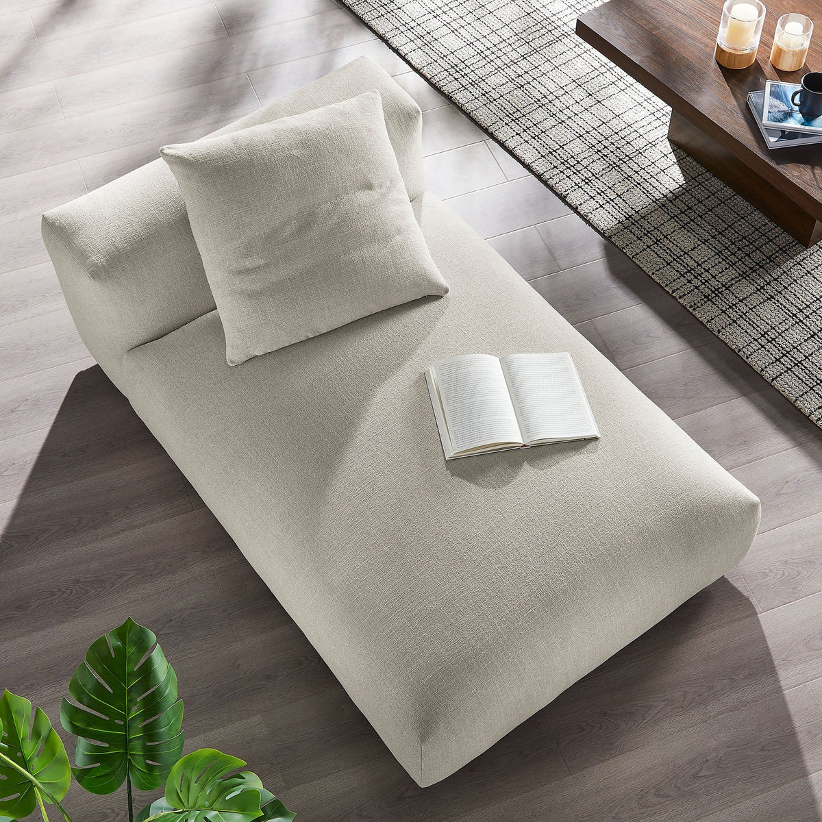 Solace Modular Upholstered Fabric Armless Chaise Lounge - Linen