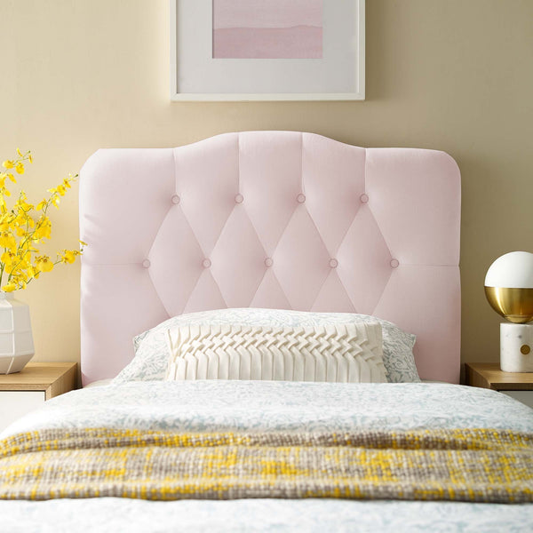 Annabel Diamond Tufted Performance Velvet Headboard - Twin, Pink