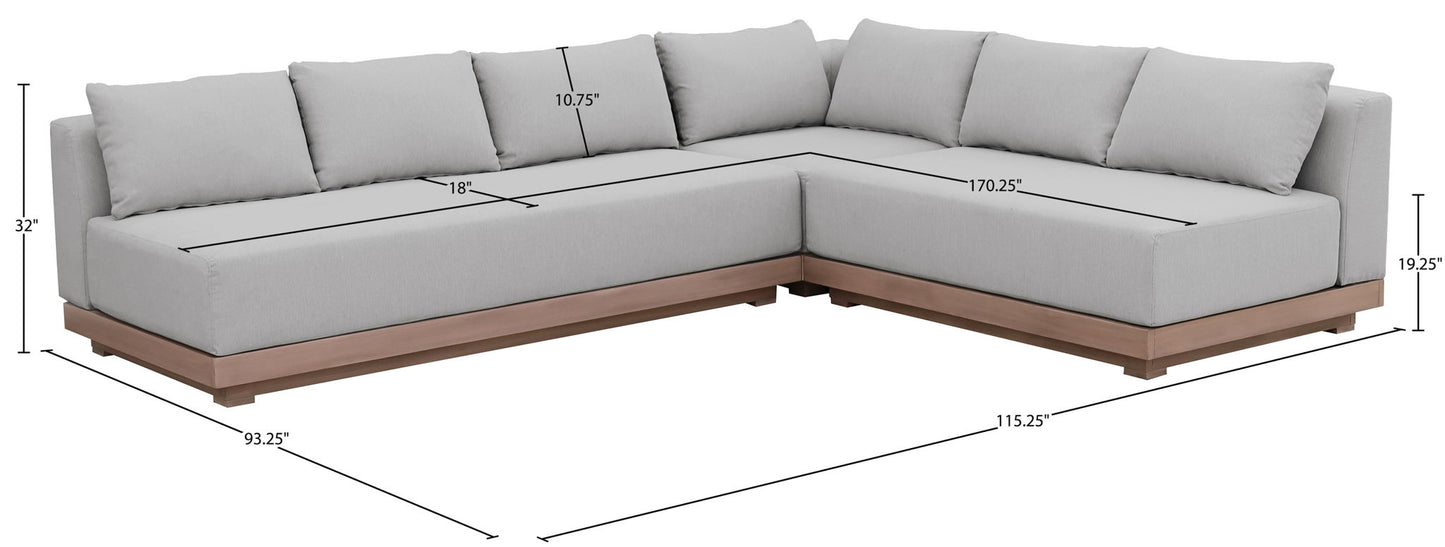 Solace - Olefin Performance Fabric 3 Piece Outdoor Patio Modular Sectional (Sofa, Loveseat & Corner Chair)