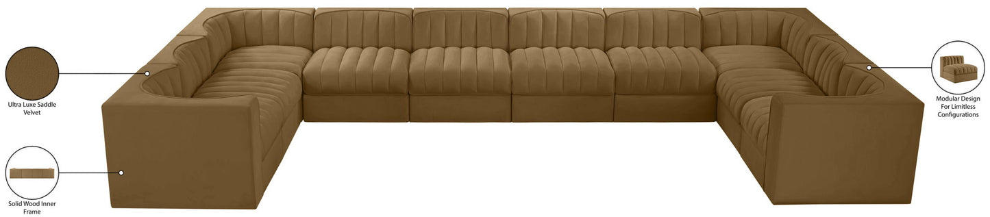 Rummi - Velvet Performance Fabric Upholstered 10 Piece Modular Sectional
