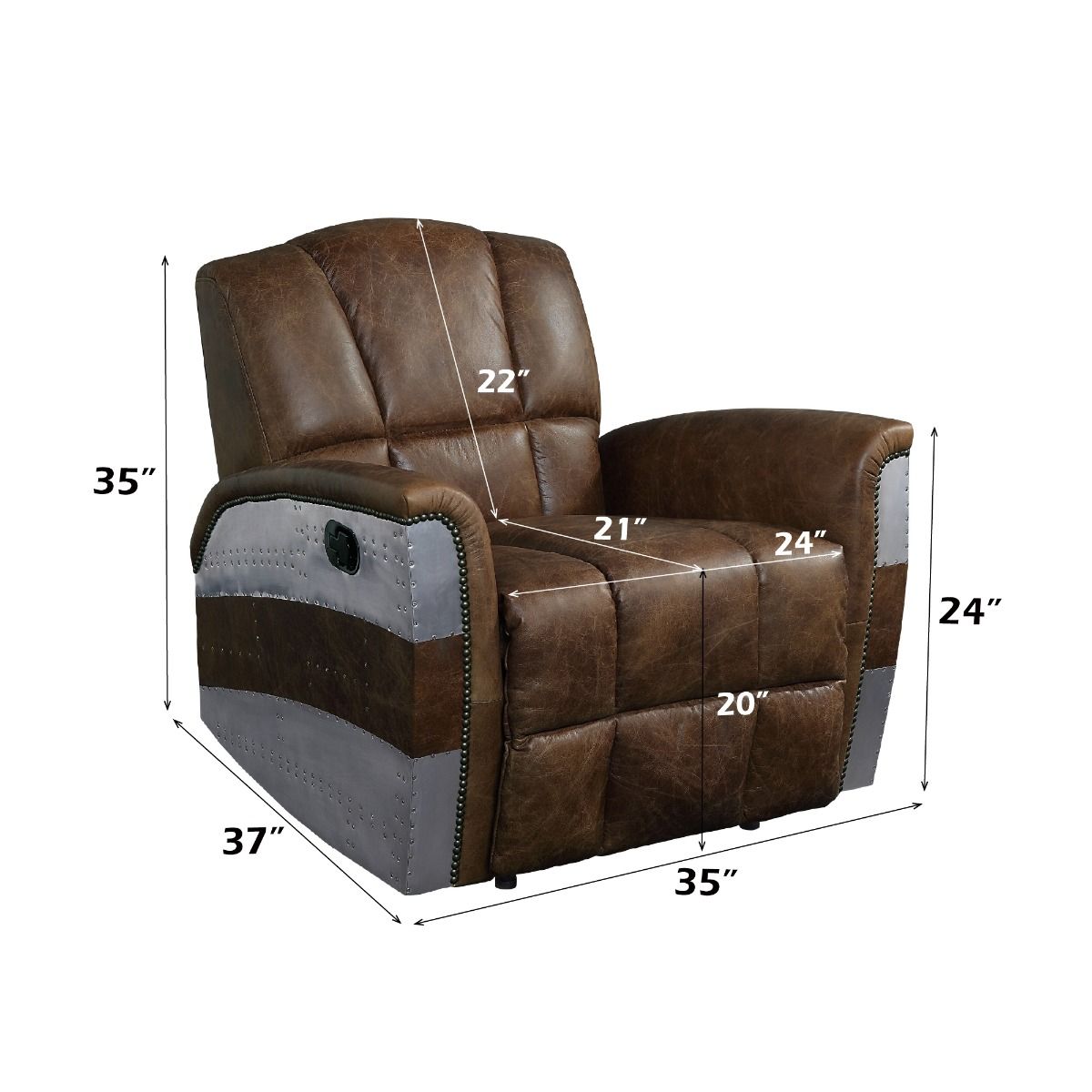 Brancaster - Power Motion Recliner - Retro Brown Top Grain Leather & Aluminum