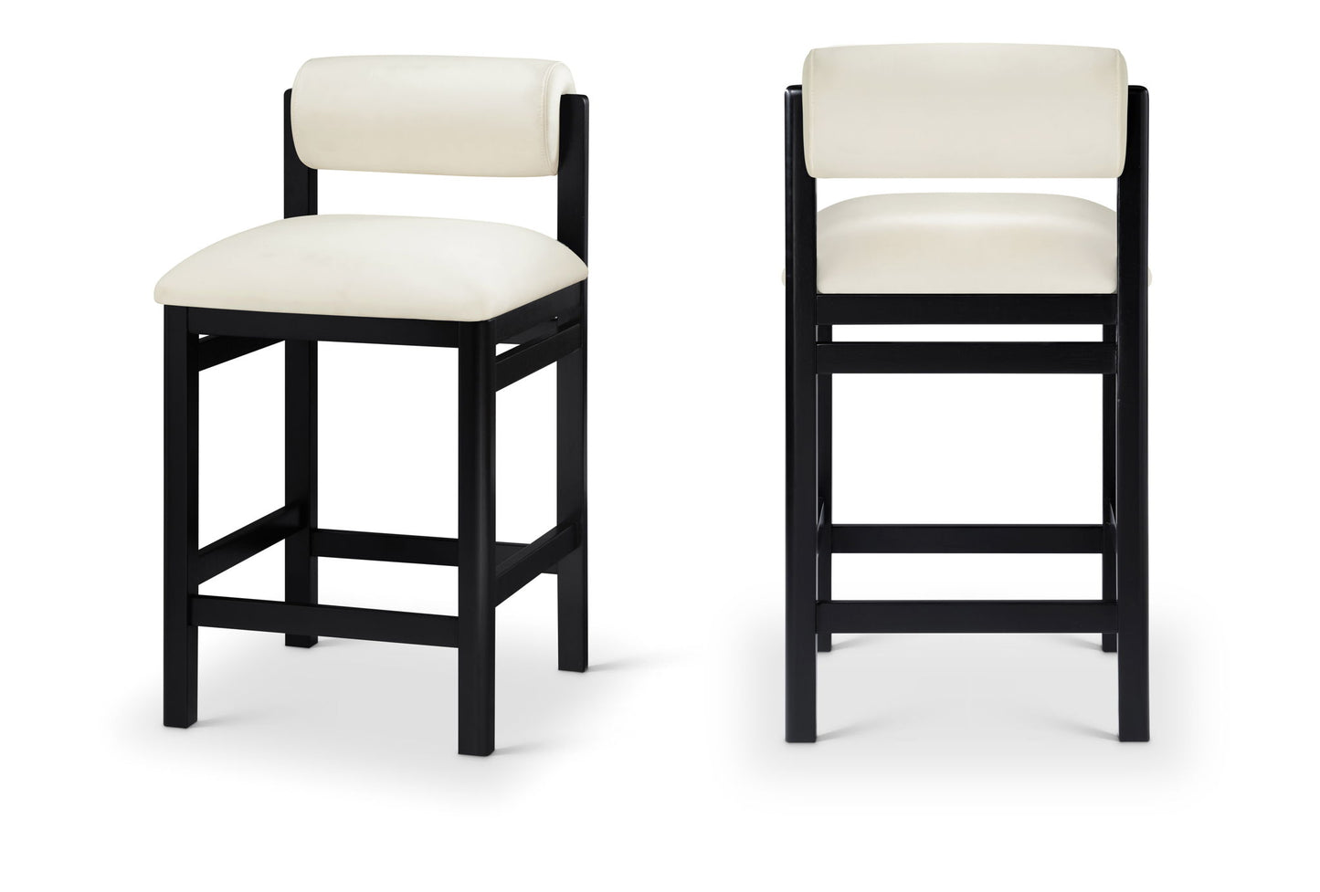 Roundhill - Faux Leather Counter Stool - Black Frame
