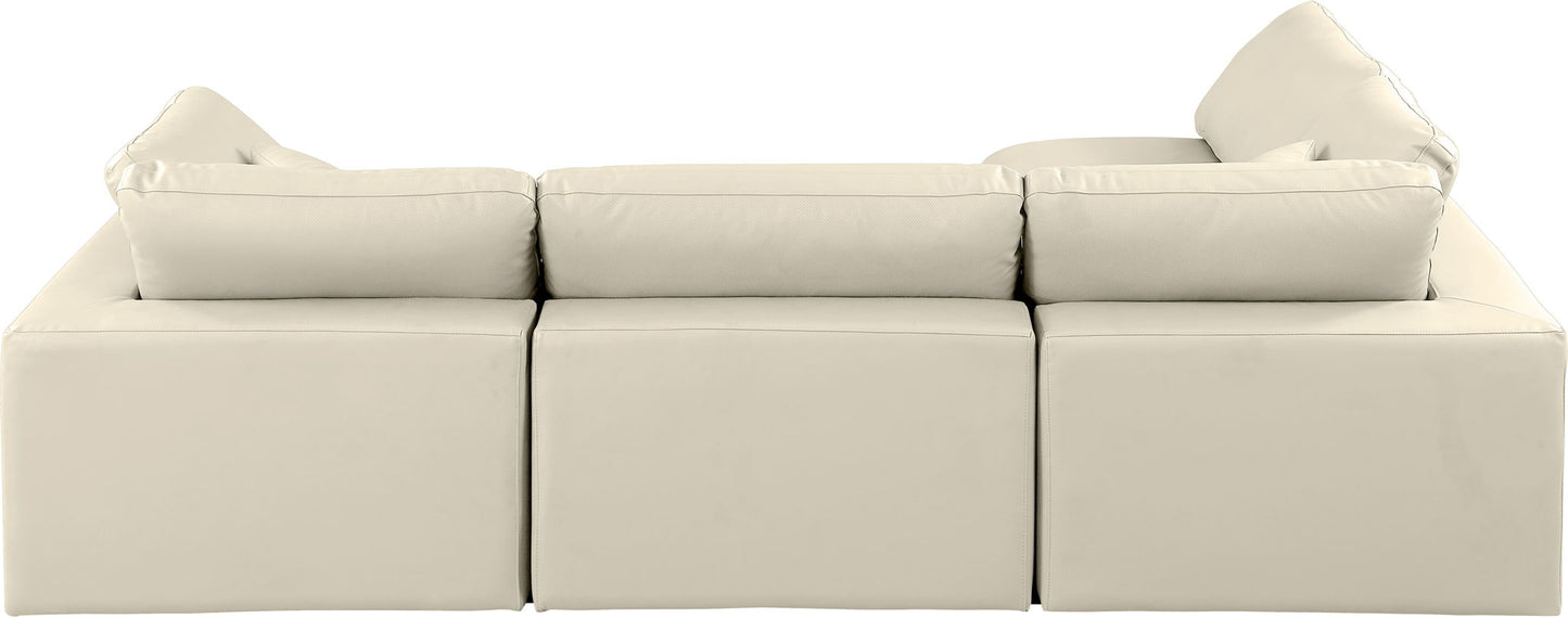 Comfy - 4 Piece Faux Leather Modular Armless Sectional