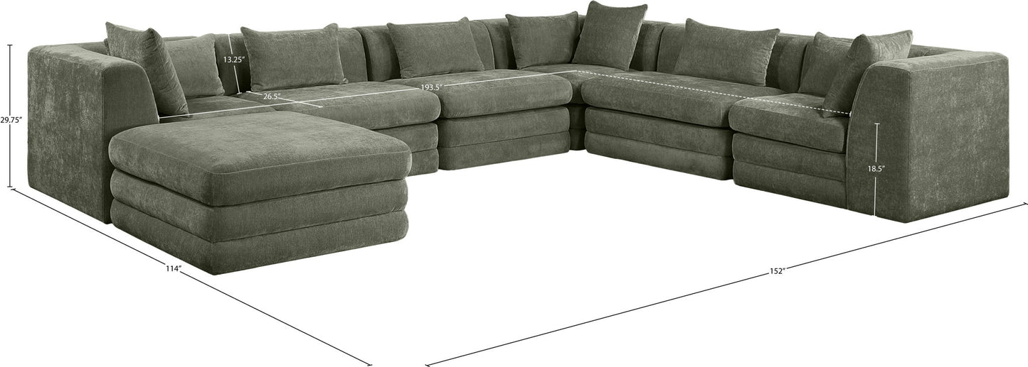 Stellar - 7 Piece Chenille Fabric Upholstered Modular Sectional