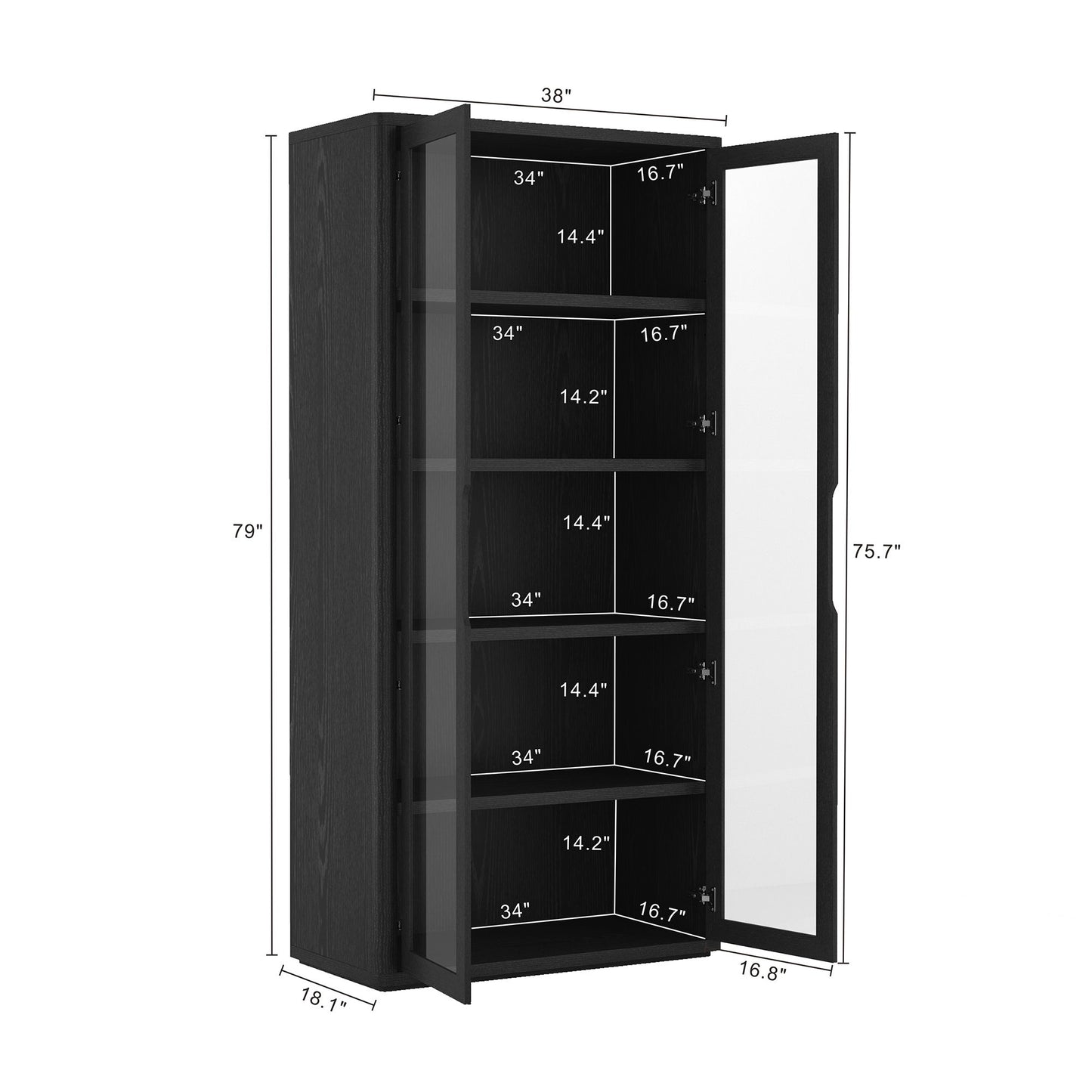 Manhattan Rivington - Bookcase Cabinet With Glass Doors