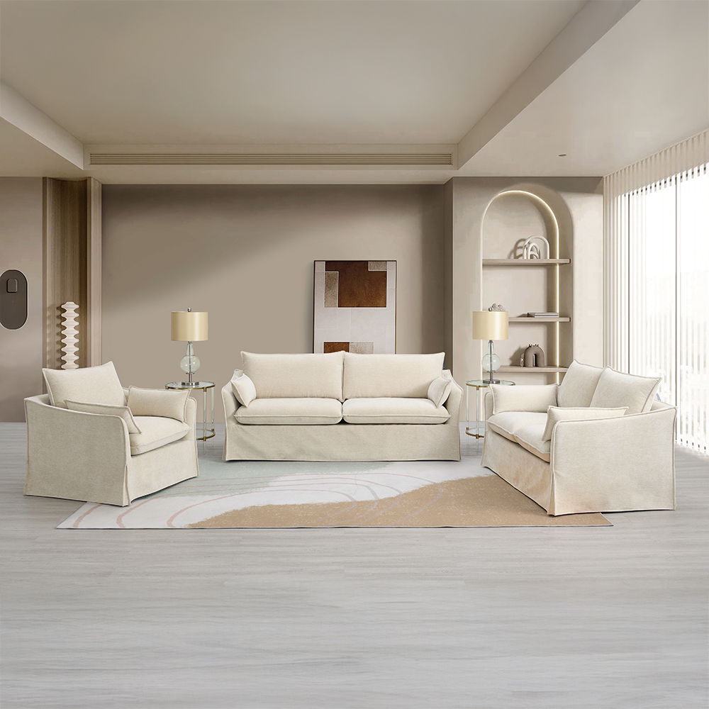Shane - Loveseat With 2 Pillows - Beige Linen