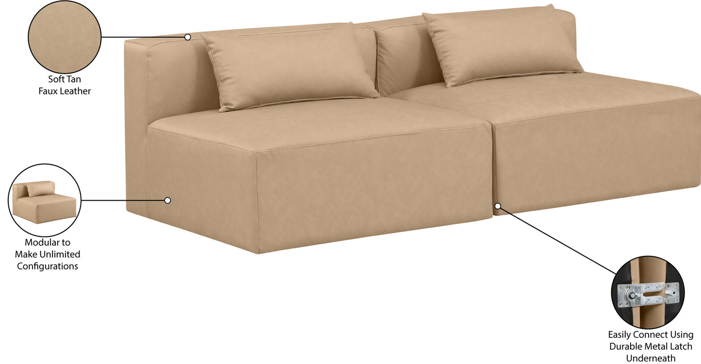 Cube - Modular 2 Piece Armless Sofa - Tan