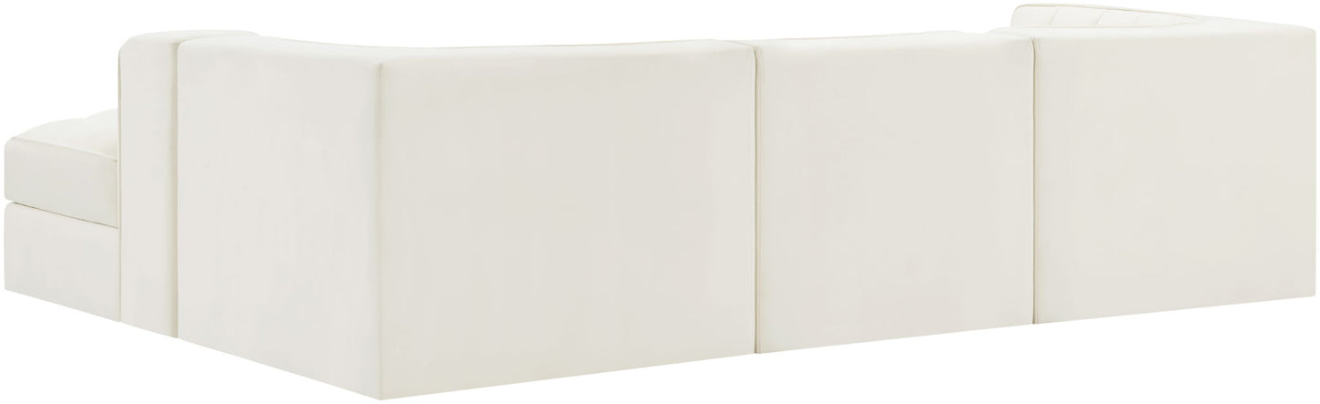 Rummi - Velvet Performance Fabric Upholstered 4 Piece Modular Sectional, With Reverse Corner Chair