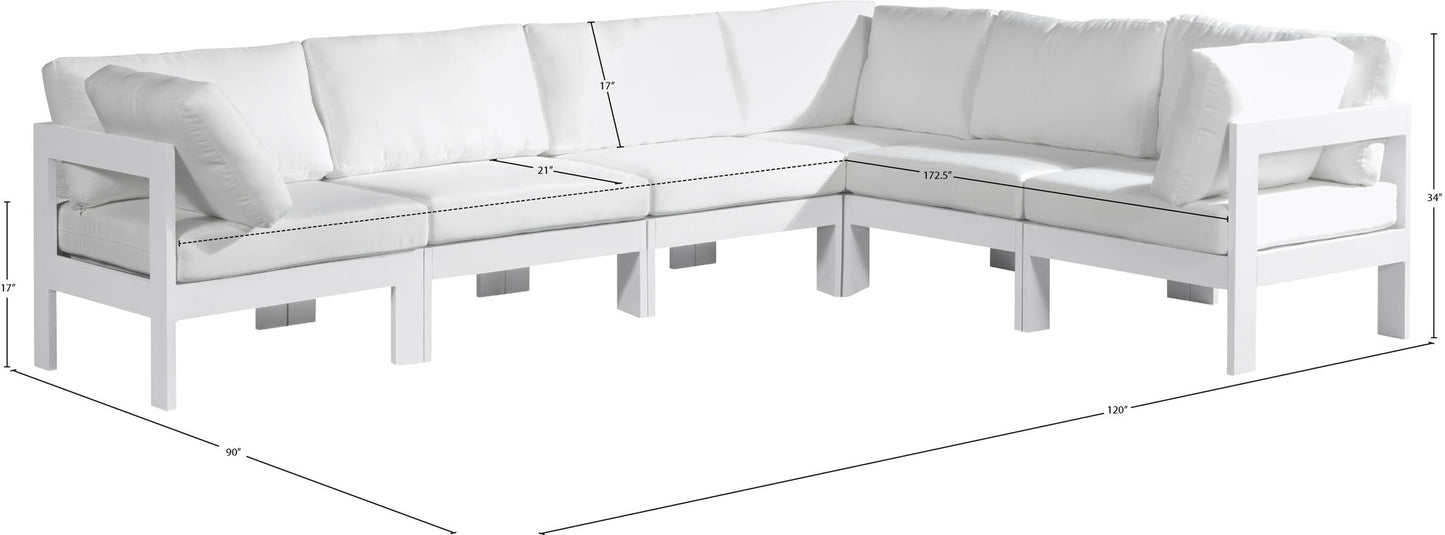 Nizuc - Outdoor Patio 6 Piece Modular Sectional With White Frame
