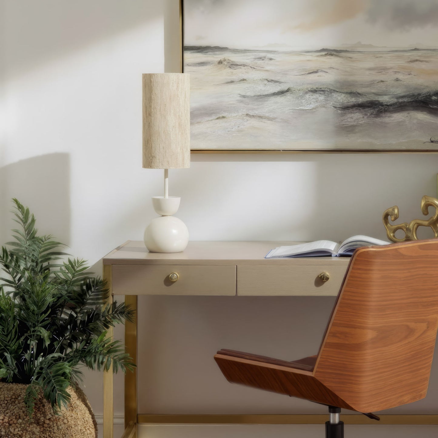 Gochi - Table Lamp - White / Beige