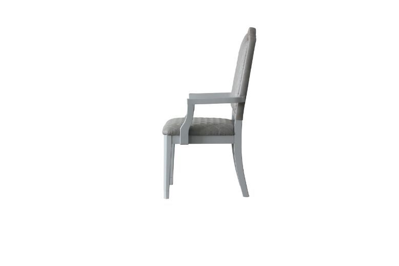 House Marchese - Arm Chair (Set of 2) - Two Tone Gray Fabric & Pearl Gray