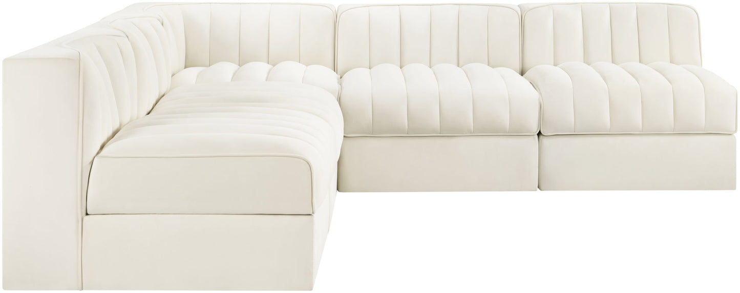 Rummi - Armless Velvet Performance Fabric Upholstered 5 Piece Modular Sectional