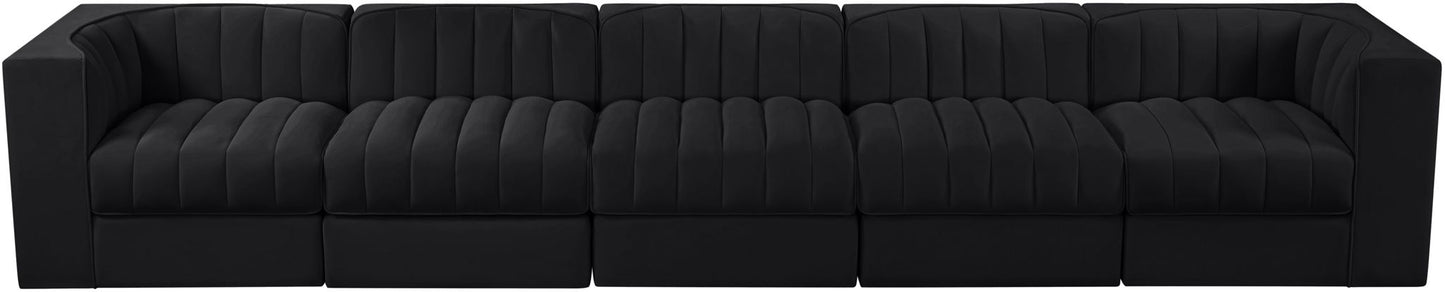 Rummi - Velvet Performance Fabric Upholstered 5 Piece Modular Sofa