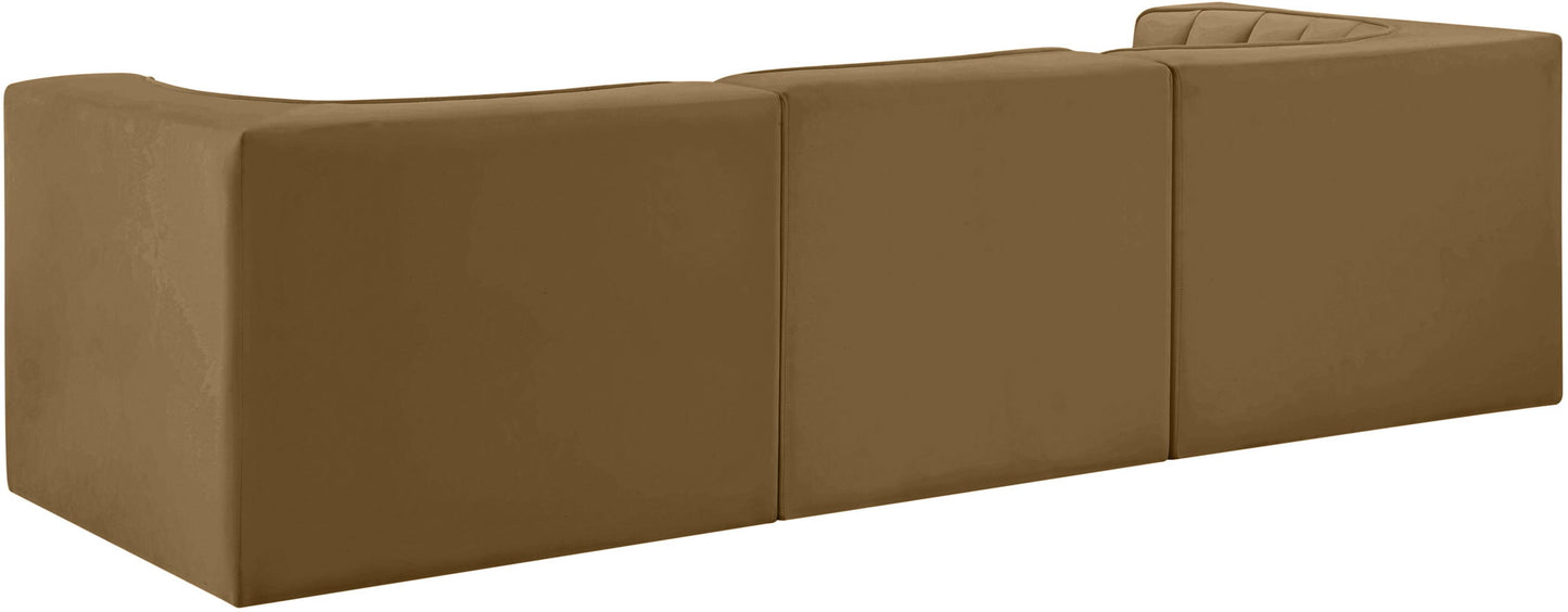 Rummi - Velvet Performance Fabric Upholstered 3 Piece Modular Sofa