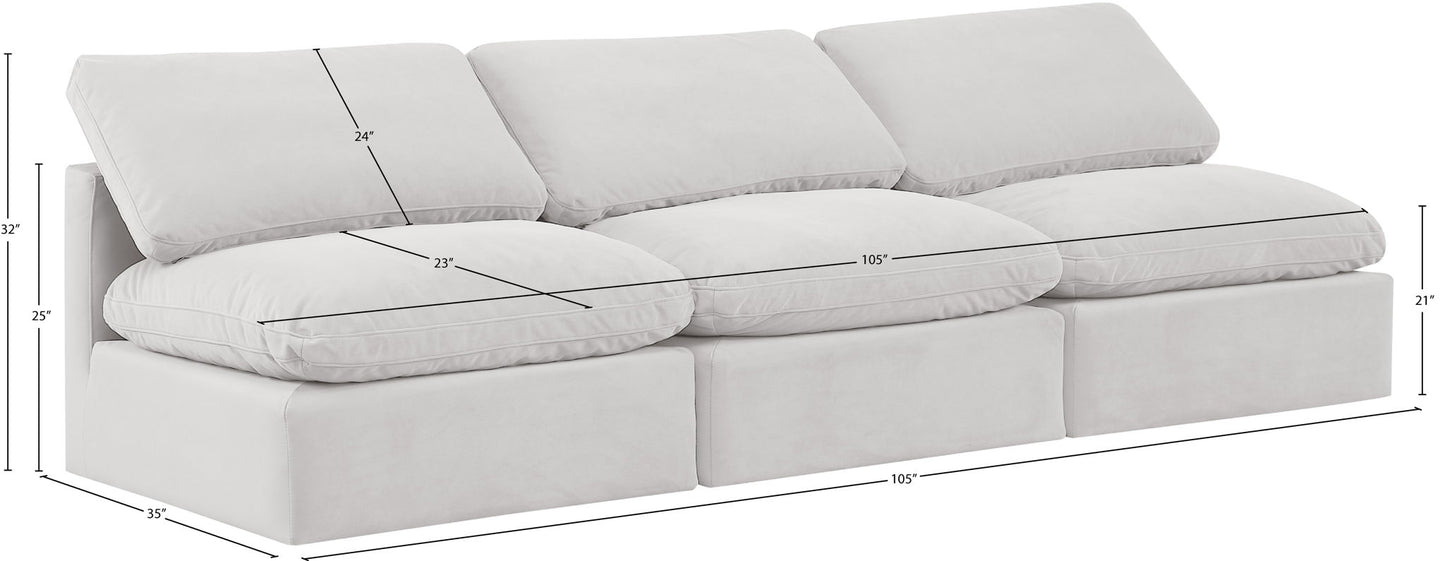 Indulge - Velvet 3 Seat Modular Armless Sofa
