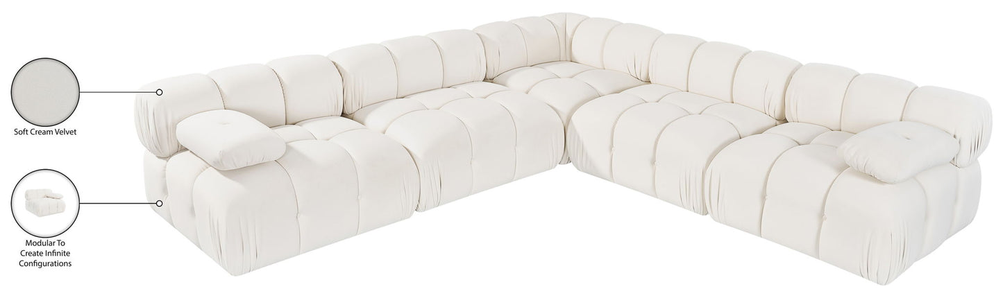 Orin - Velvet Fabric 5 Piece Modular Sectional