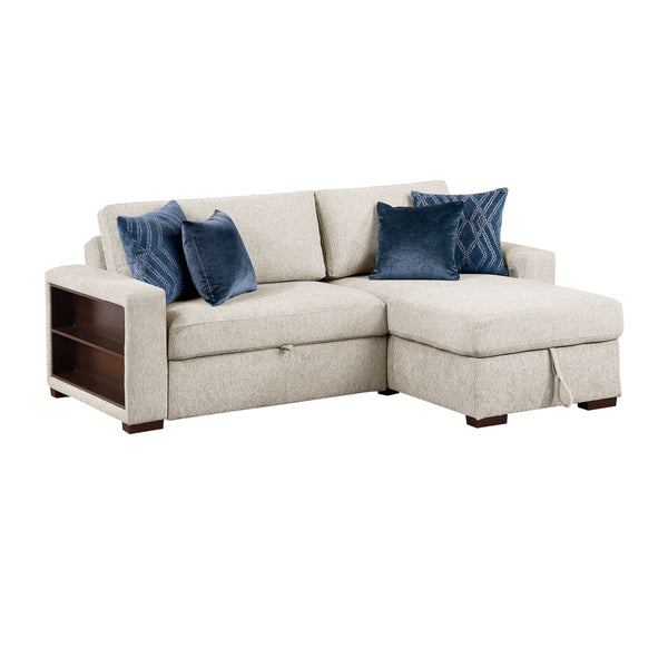 Isla 2-Piece Sectional with Reversible Chaise, Pull-out Bed and Hidden Storage, Click Motion Back