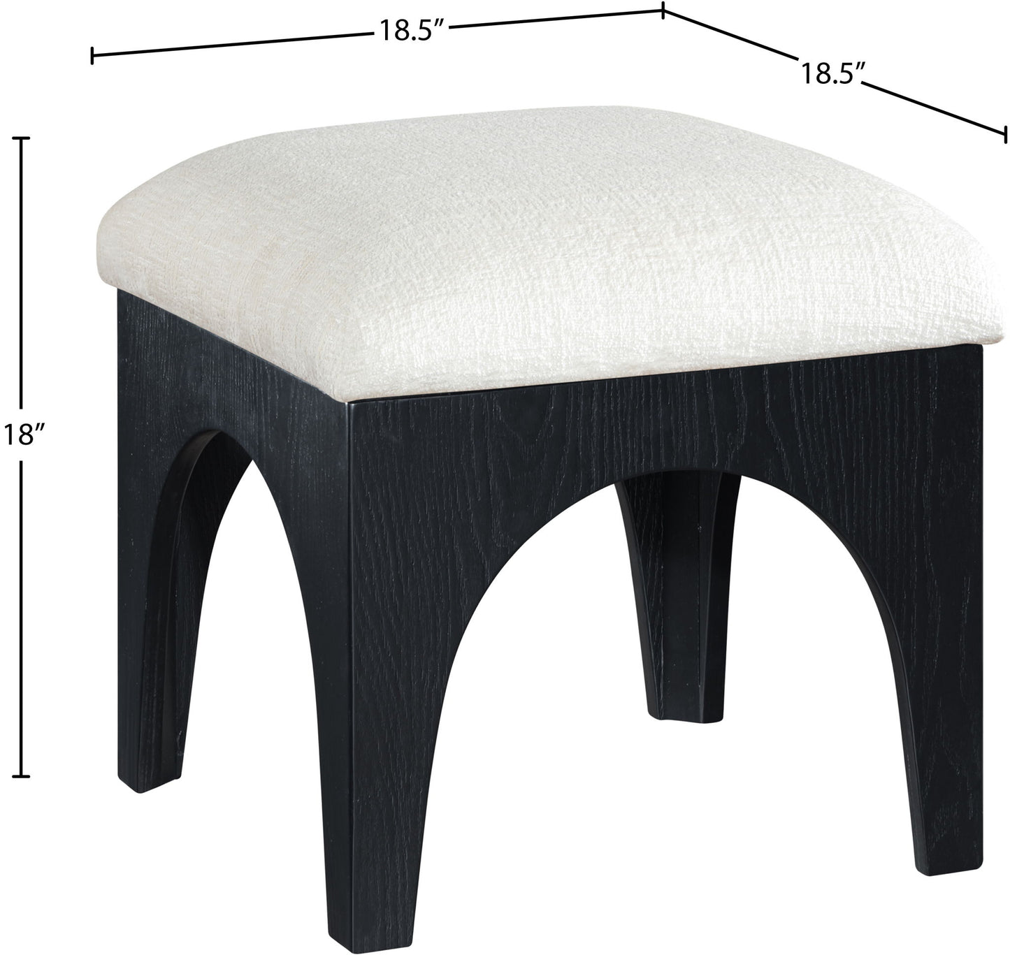 Lawson - Chenille Fabric Ottoman - Black Base