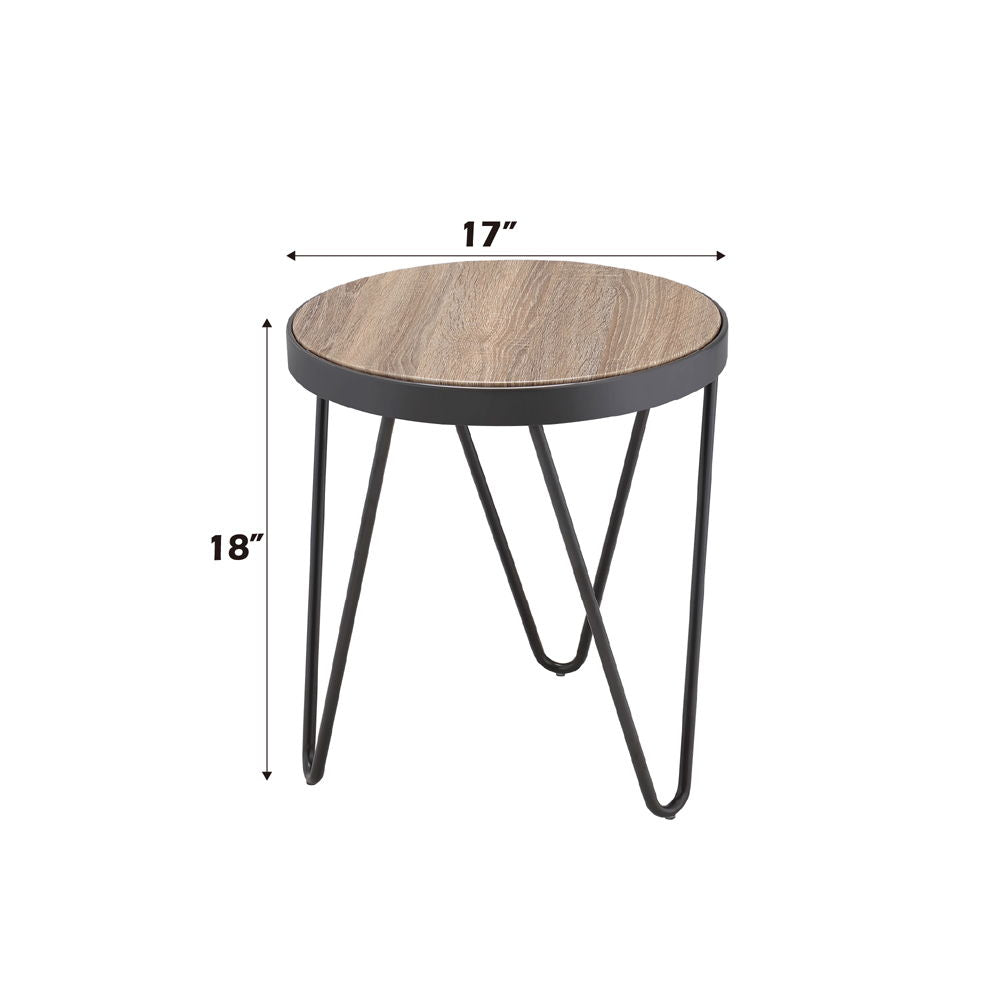 Bage - End Table - Weathered Gray Oak & Metal