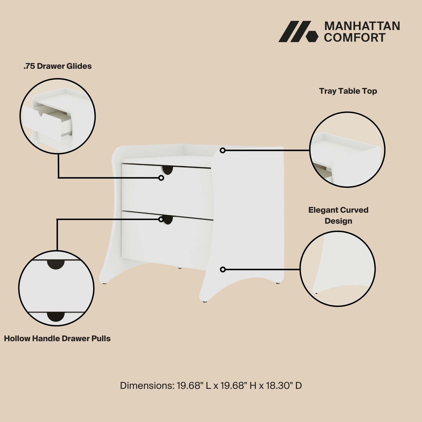 Manhattan Coney - 2-Drawer Nightstand