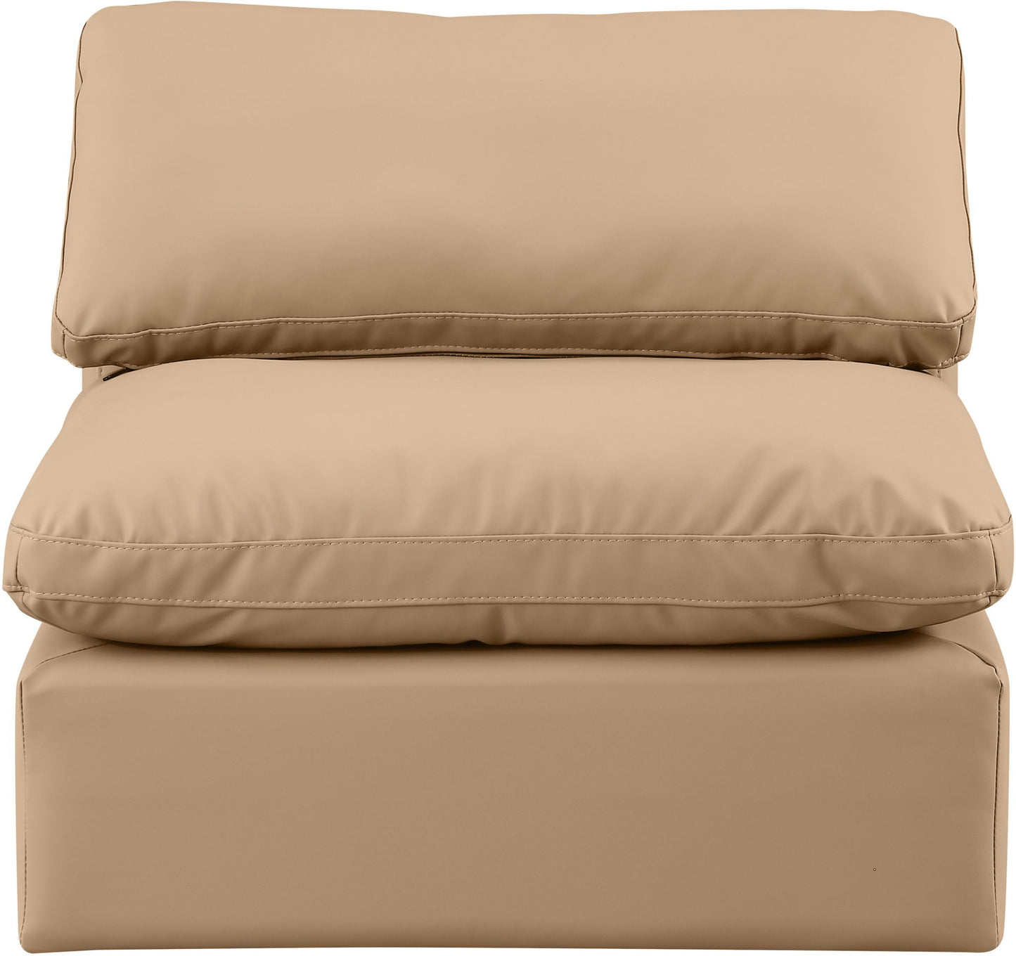 Indulge - Faux Leather Armless Chair - Tan