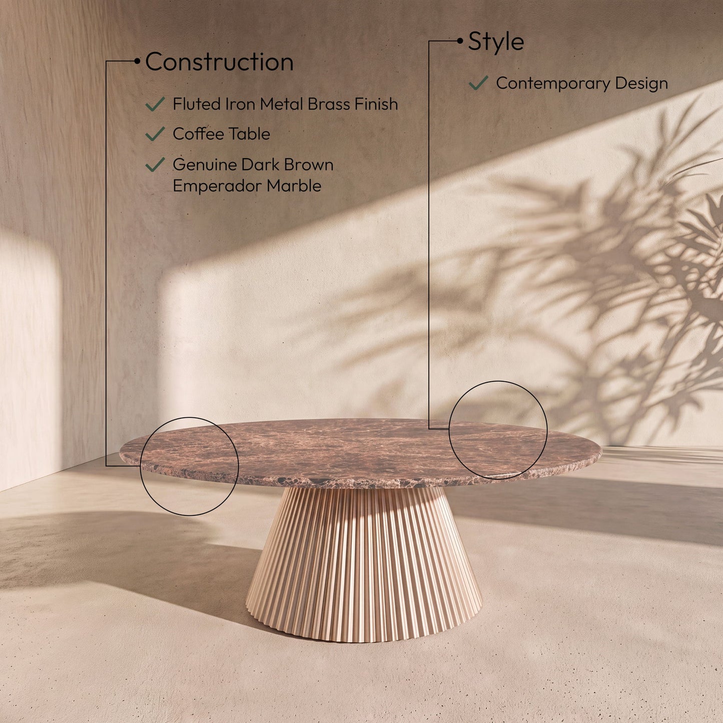 Cindra - Genuine Marble Top And Iron Base Table