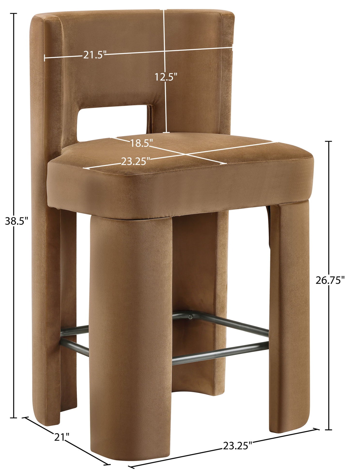 Zuno - Velvet Performance Fabric Upholstered Counter Stool (Set of 2) - Saddle