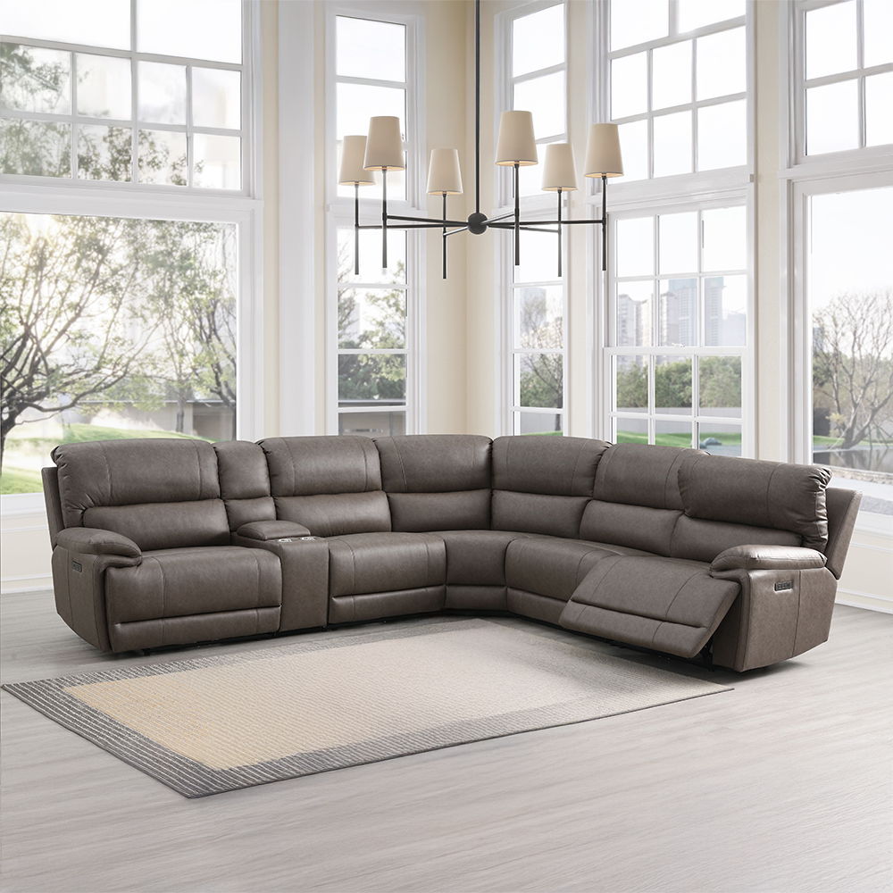 Kantu - Motion Sectional Sofa - Brown Synthetic Leather