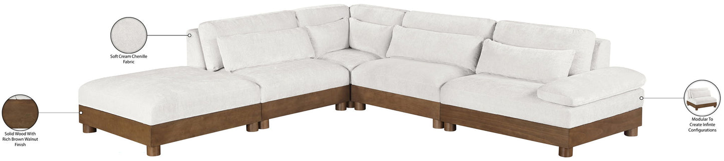 Turin - Chenille Fabric Upholstered Modular Sectional - Cream