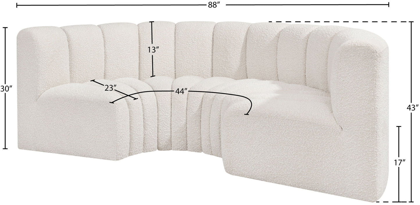 Arc - Boucle Fabric 4 Piece U-Shaped Modular Sofa