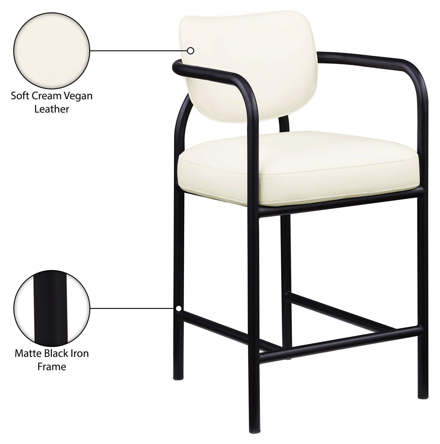 Serava - Vegan Leather Upholstered Bar Stool