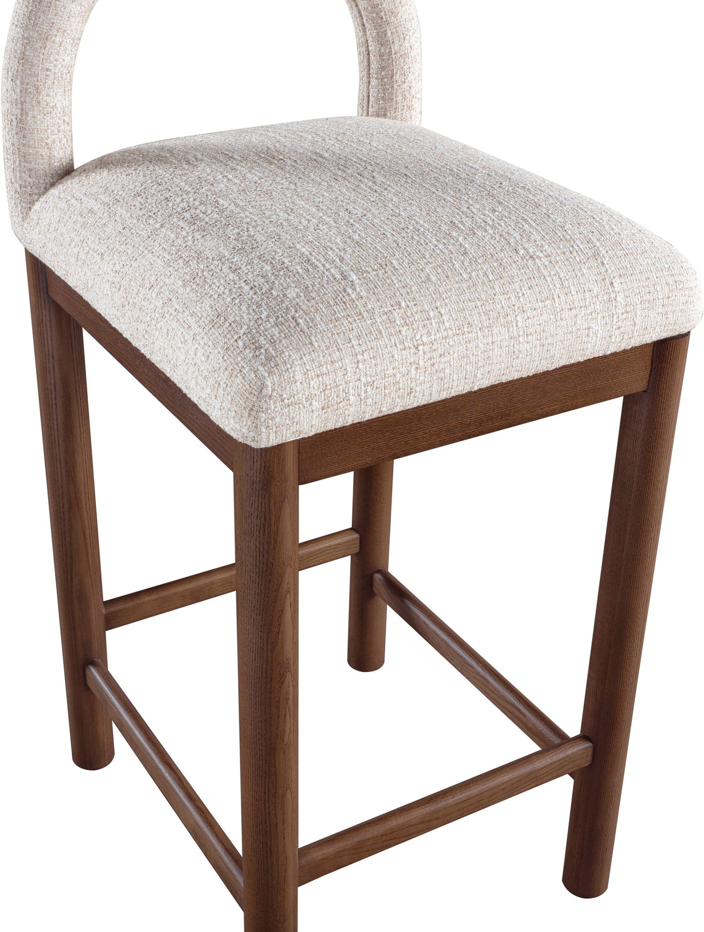 Conrad - Linen Counter Stool With Brown Legs