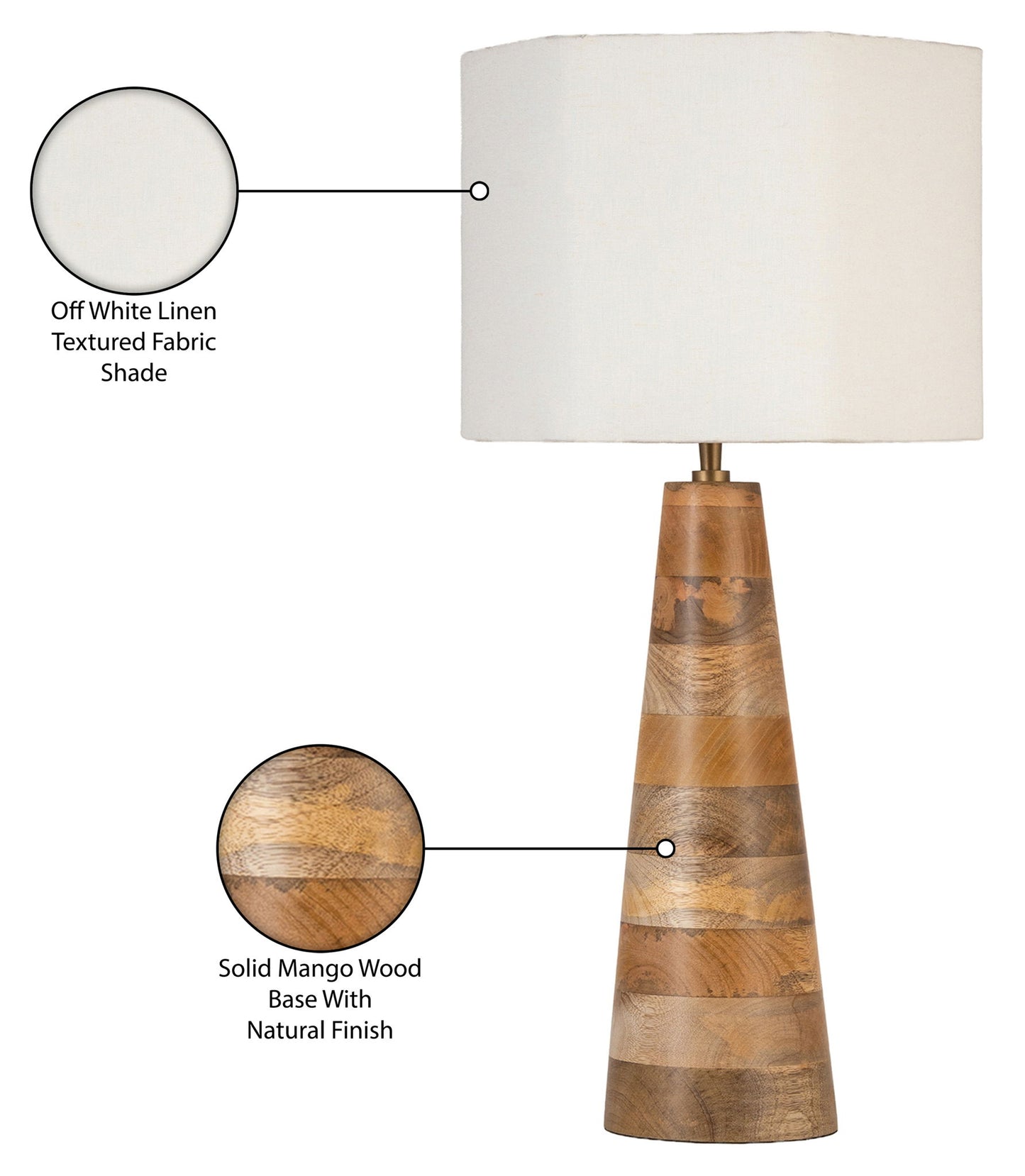 Juniper - Mango Wood Base And Linen Textured Fabric Shade Table Lamp