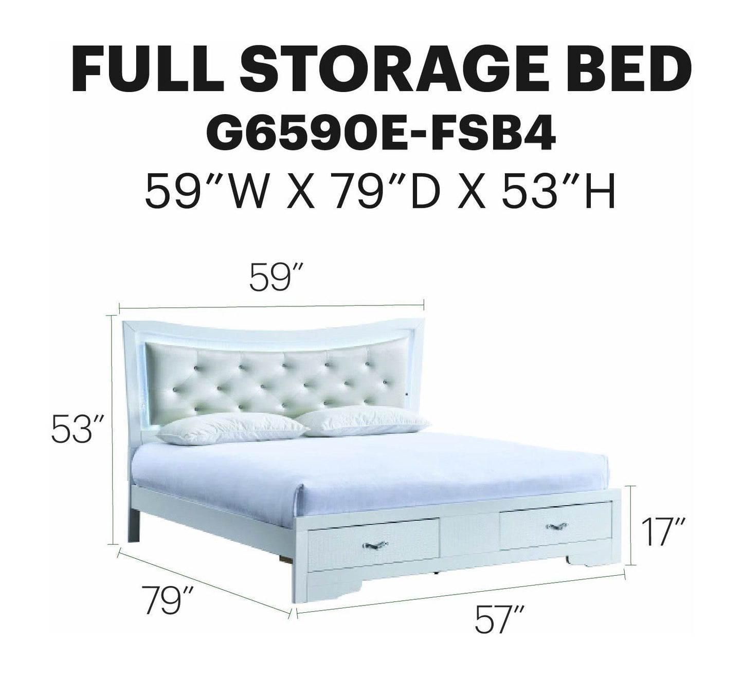 Glory Furniture - Lorana - Storage Bed With Upholstered Headboard