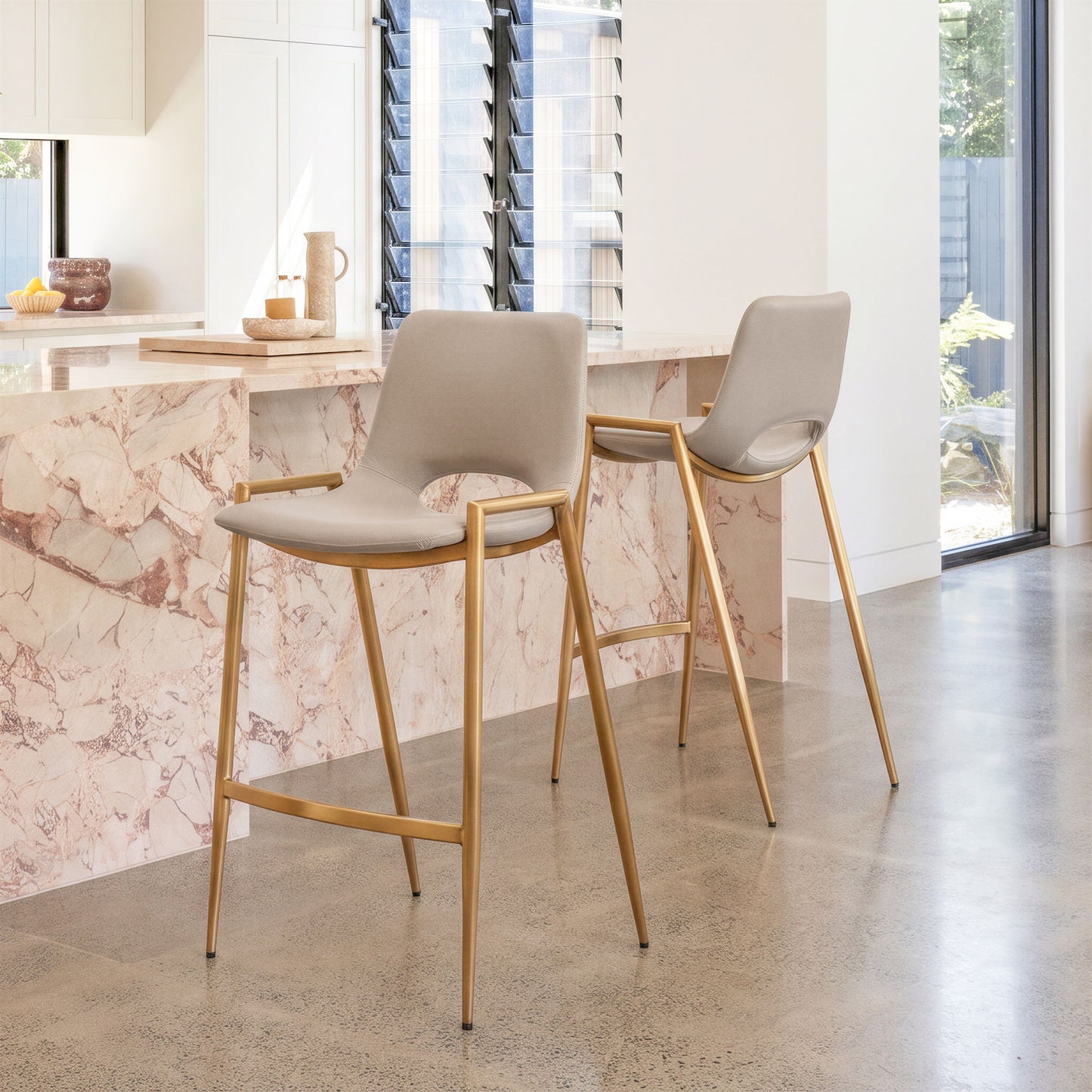Desi - Counter Stool With Gold Legs (Set of 2)