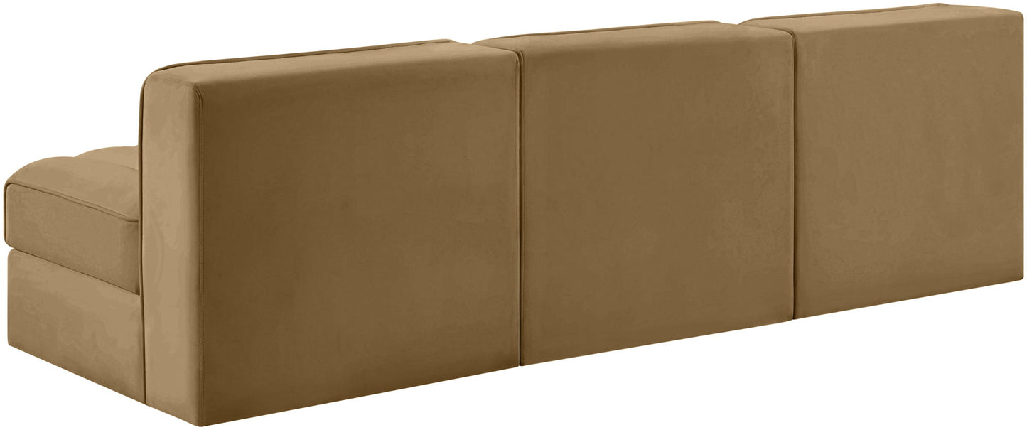 Rummi - Velvet Performance Fabric Upholstered 3 Piece Modular Armless Sofa