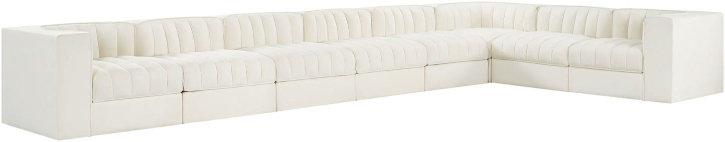 Rummi - Velvet Performance Fabric Upholstered 8 Piece Modular Sectional (With 3 Corner Chairs)