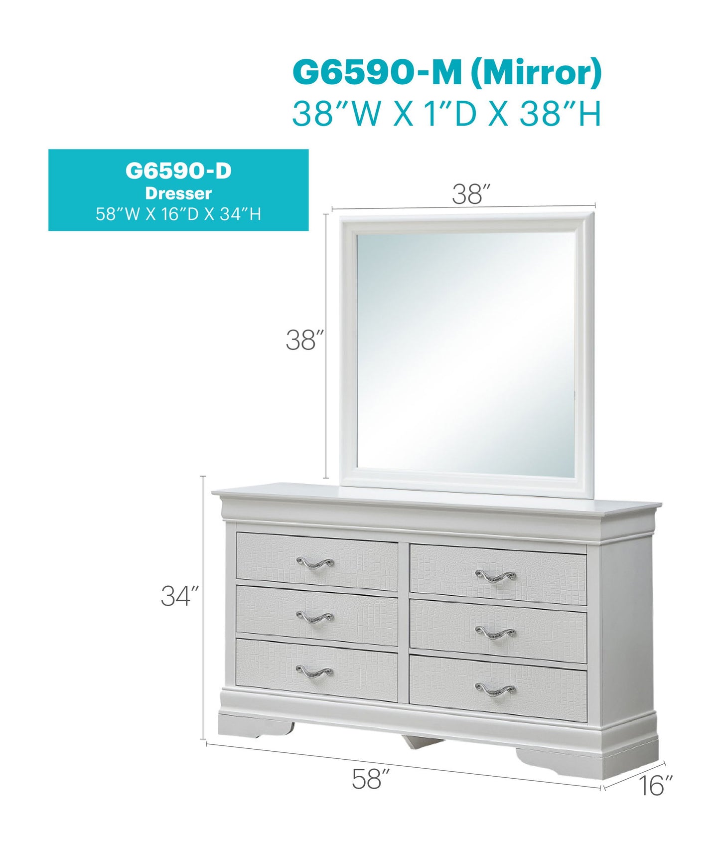Lorana - 33" Dresser - Silver Champagne