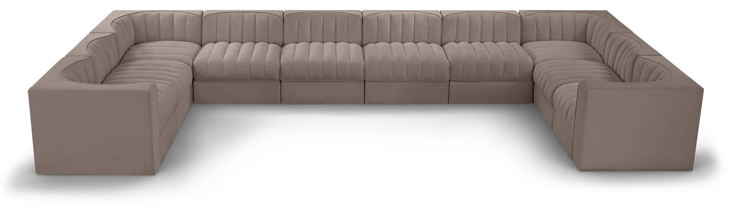 Rummi - Velvet Performance Fabric Upholstered 10 Piece Modular Sectional
