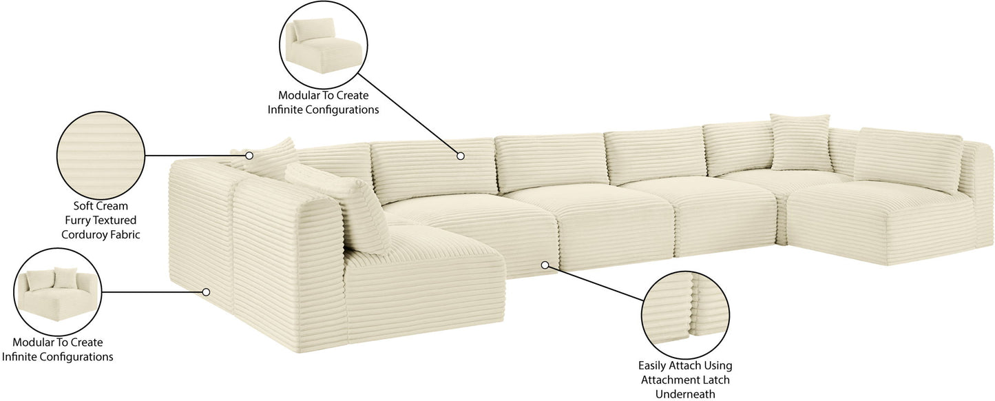 Shaggy - 7 Piece Modular U-Shaped Armless Sectional