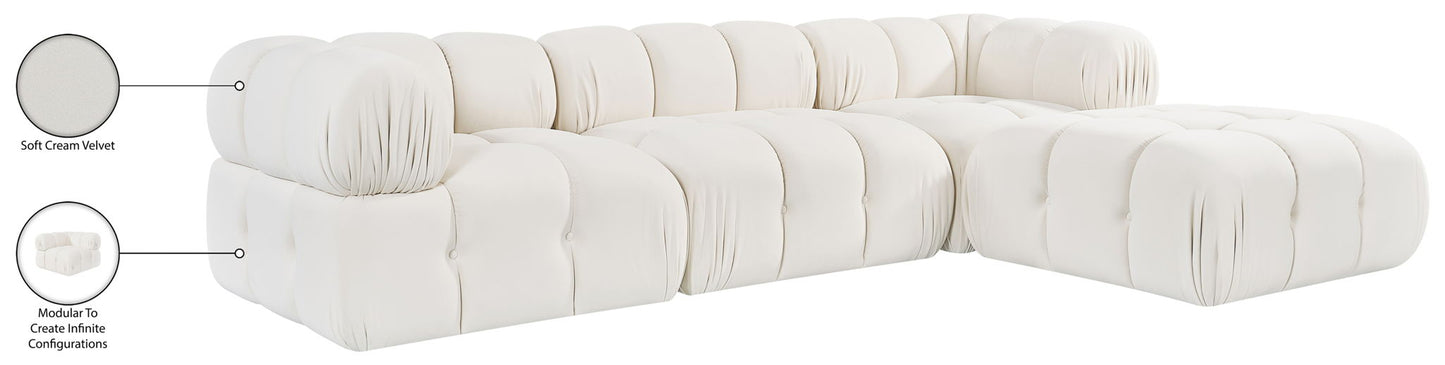 Orin - Velvet 4 Piece Modular Sectional With Chaise