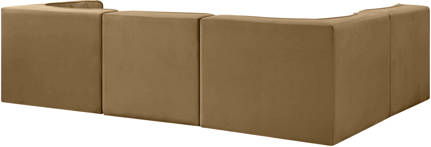 Rummi - Velvet Performance Fabric Upholstered 4 Piece Modular Sectional