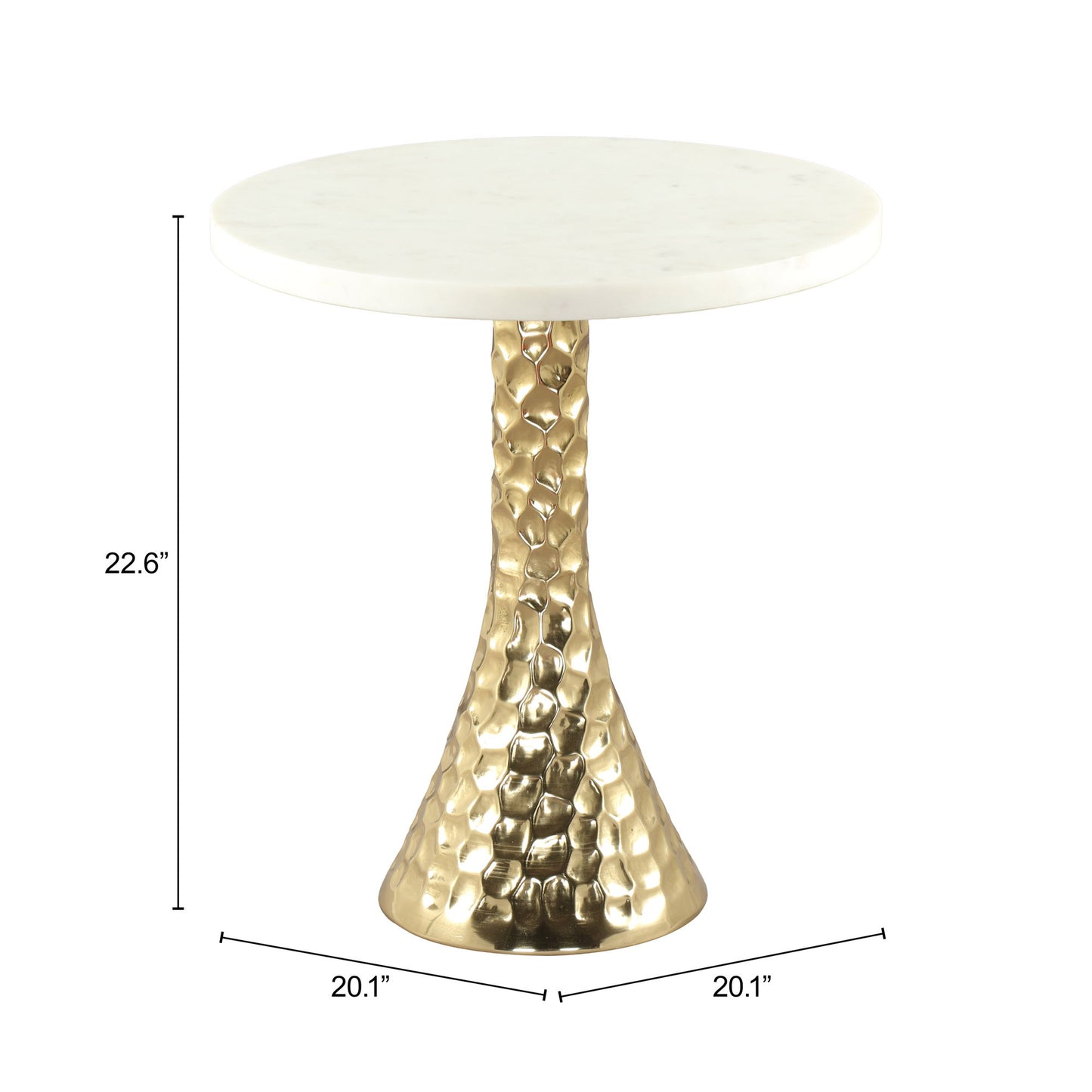 Lira - Accent Table - White / Gold