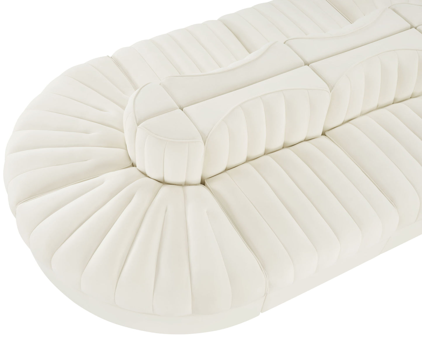 Rummi - Oval Velvet Performance Fabric Upholstered 8 Piece Modular Sectional