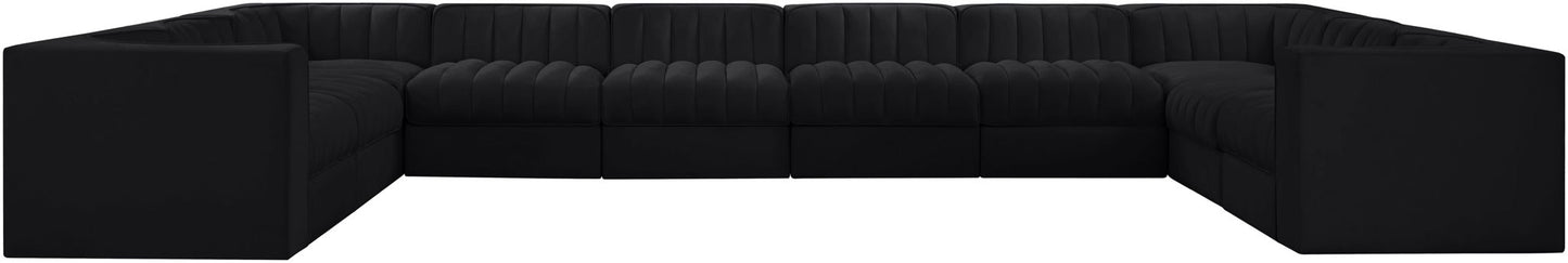 Rummi - Velvet Performance Fabric Upholstered 10 Piece Modular Sectional