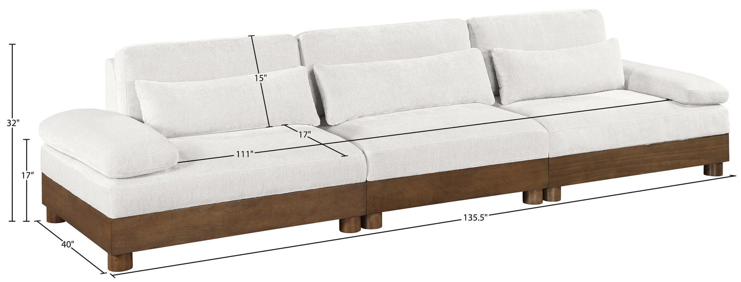 Turin - Chenille Fabric Upholstered Modular Sectional - Cream