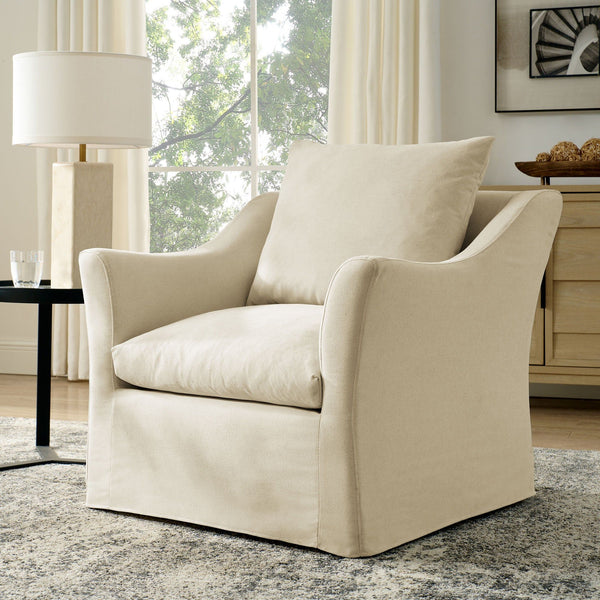 Somerset Slipcovered Linen Blend Armchair - Linen